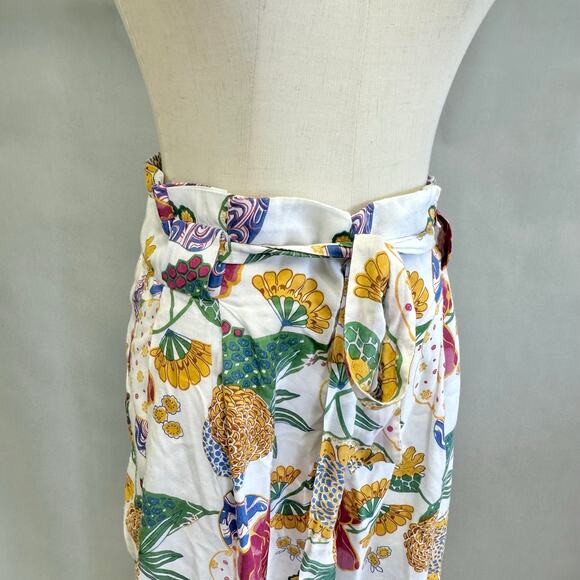 Roberta Roller Rabbit paperbag floral print ankle pants Size small  tie belt - Picture 12 of 15